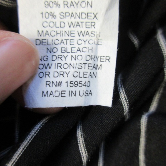 Lisa Bayne Midi Dress M Black Striped Rayon Long Sleeve Lagenlook Asymmetric 398 - Picture 5 of 11